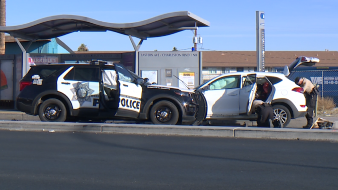 Man Crashes Stolen Car Into Las Vegas Police Cruiser During Chase