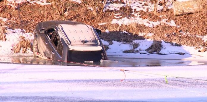 Icy Disaster: Car Falls Through Frozen River in Indianapolis